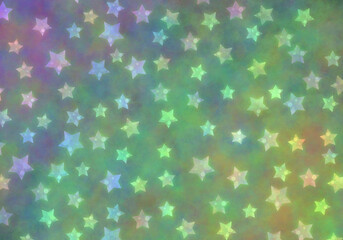 星柄の背景。緑系パステルカラー