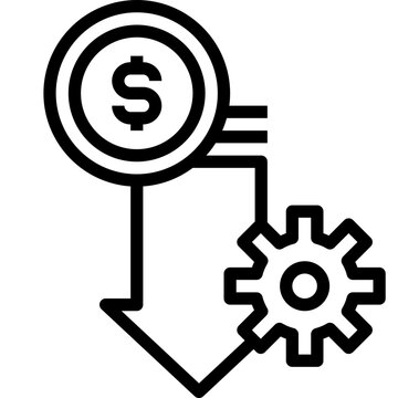 cost saving black outline icon