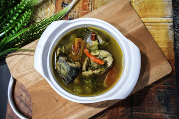 Pindang Serani, a traditional fish soup of Jepara, Central Java. Its flavor is a combination of spicy and sour. Better served hot with rice and fried shallot
