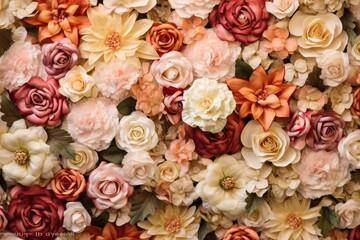 Artificial flowers in vintage style. Generative AI