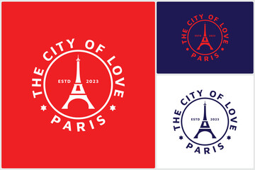 Circular City of Love France Paris Eiffel Tower Icon Logo Vector Design
