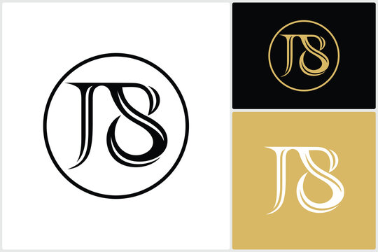 Luxury Monogram Initial Logo Icon JS Handwriting Vector Design Illustration