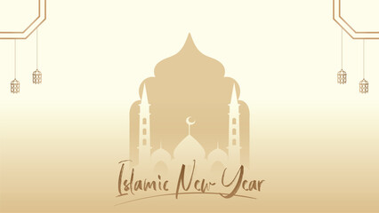 Trendy clear wallpaper poster banner design for the Islamic New Year Muharram celebration