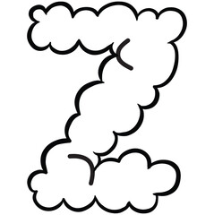 Vector illustration doodle alphabet smoked cloud isolated on white background