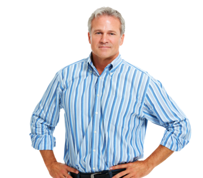 Smart, mature man and portrait with work vision isolated on a transparent, png background. Professional style, ceo and male boss with authority power and confidence feeling determined with success