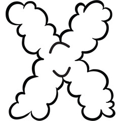 Vector illustration doodle alphabet smoked cloud isolated on white background