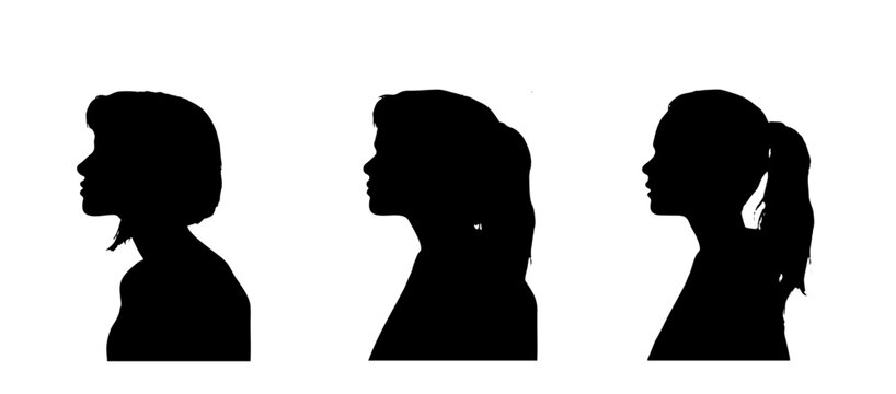 Vector portrait woman silhouette set isolated vector