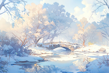 Anime style, Winter forest