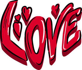 Obraz premium Lettering Love hand-drawn in graffiti style. Vector illustration