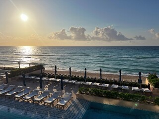 sunrise on Cancun hotel beach 