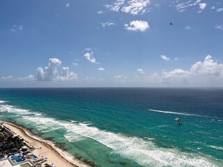 Views of the Cancun coastline in the hotel zone