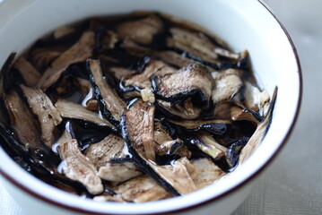 The dried strips of eggplant, aubergine, brinjal , in japan.
