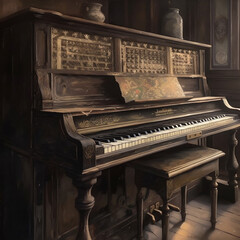 Fototapeta na wymiar closeup old retro old piano