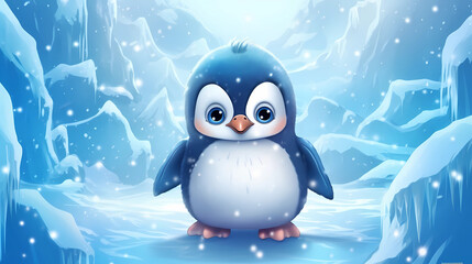 Naklejka premium Baby penguin. Generative AI