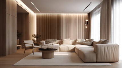 High-end elegant villa living room interior