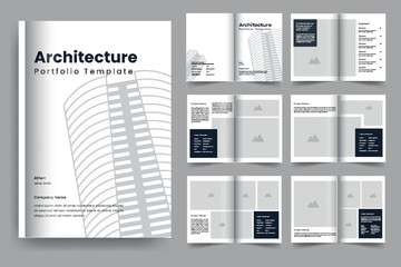 Fototapeta na wymiar Architecture interior Portfolio brochure template design a4 standard size layout