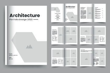 Fototapeta na wymiar Architecture and interior portfolio design a4 standard size portfolio template