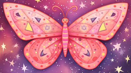 Pink butterfly. Generative AI.