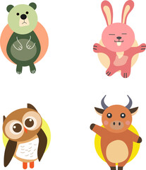 animal vector flat illustration set design