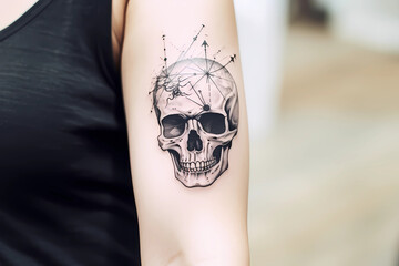 Memento mori tattoo design for men or women. Generative AI.