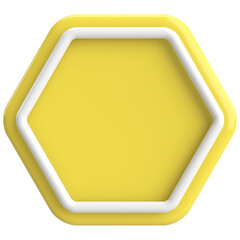 3D hexagon button. Empty button. 3D illustration.