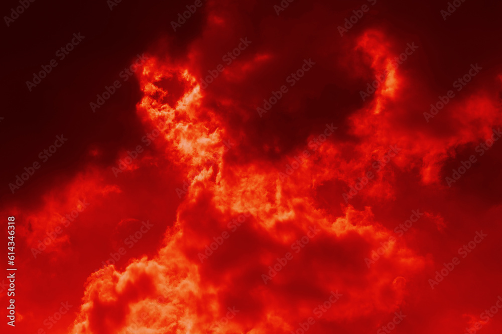 Wall mural the red sky background looked like smoke and fire. bomb violent. for wallpaper, backdrop and design.