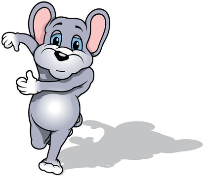 Running Gray Mouse from Front View