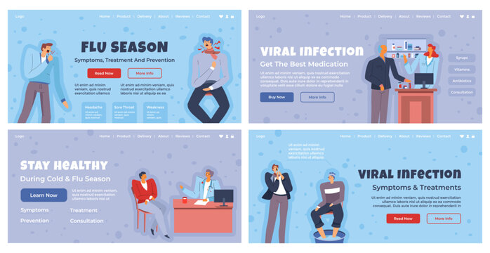 Web banner design set with flu season information