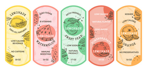 Lemonade drink label for package design set