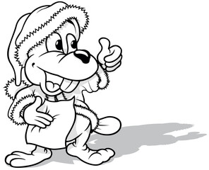 Drawing of Beaver in a Santa Claus Costume with a Letter in his Paw