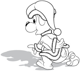 Drawing of a Teddy Bear in a Santa Claus Costume from Rear View