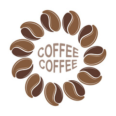 Coffee logo - sun from coffee beans.