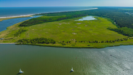 The "Ptasi Raj" reserve on Sobieszewo Island, Gdańsk and the mouth of the Vistula River.