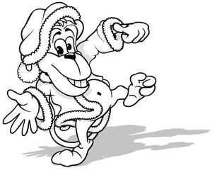 Drawing of Monkey in a Santa Claus Costume