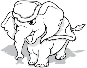Drawing of Cute Elephant in Santa Claus Costume