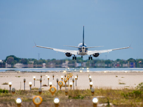 Plane landing at the airport