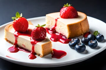 Dessert. On a dark background, close-up.