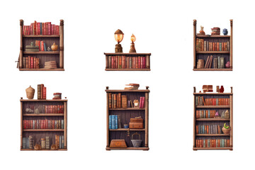 ui set vector illustration of bookshelf isolate on white background back to school concept