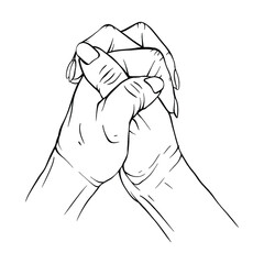 Two Hand drawn gesture sketch vector illustration line art