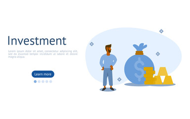 investment illustration set. characters with huge savings in account. money increasing concept. vector illustration.