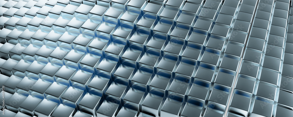 Poster abstract blue of futuristic surface cube pattern with light rays. blue tint hexagonal background. wi