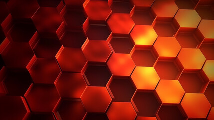 Abstract hexagon ruby fire red background, honeycomb