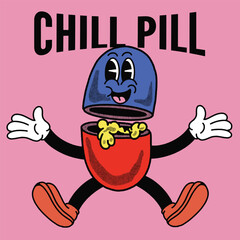 Chill Pill With Pill Groovy Character Design