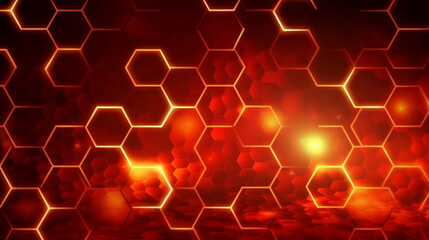 Abstract hexagon ruby fire red background, honeycomb