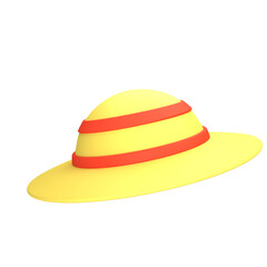 Straw hat 3D summer icon
