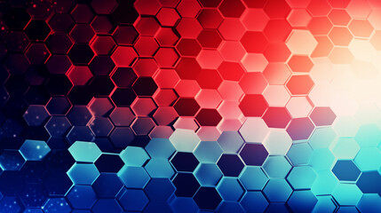 Abstract hexagon red white and blue background, honeycomb