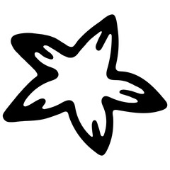 Hand Drawn Black and White Starfish Icon Isolated on White Background. Sea Star for Web and App. Sea Starfish for Kids Coloring Book. Starfish Linear Pictogram for Child Coloring Page.