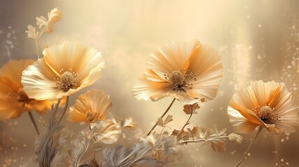 Soft whimsical ethereal flowers background. Generative AI