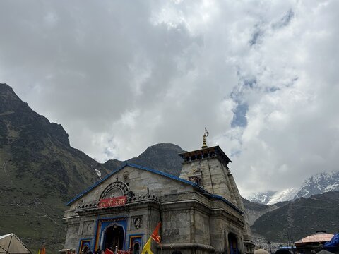 Shiva Temple from Himalayan Range, Kedarnath, Uttarakhand, India