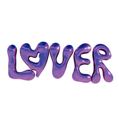 3d Lover text liquid chrome